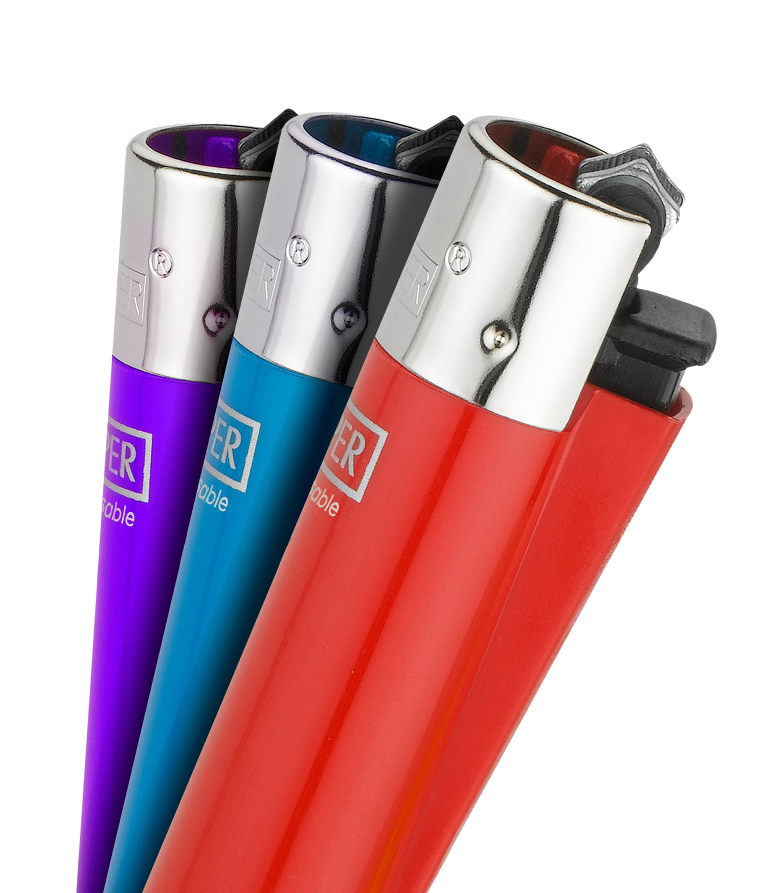 8 Clipper Reusable Lighters Assorted Solid Colors Refillable Reflintable  Regular Size - 1 Clear, 1 White, 1 Yellow, 1 Orange, 1 Red, 1 Green, 1  Blue